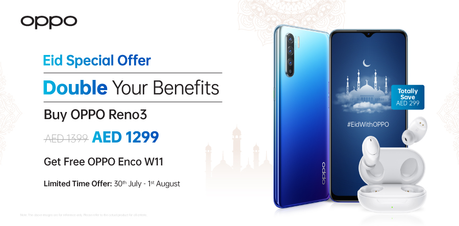 Eid Special Offer Double Your Benefits-Buy OPPO Reno3 Get Free OPPO Enco W11