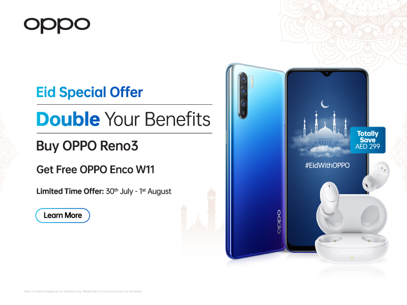 Eid Special Offer Double Your Benefits-Buy OPPO Reno3 Get Free OPPO Enco W11