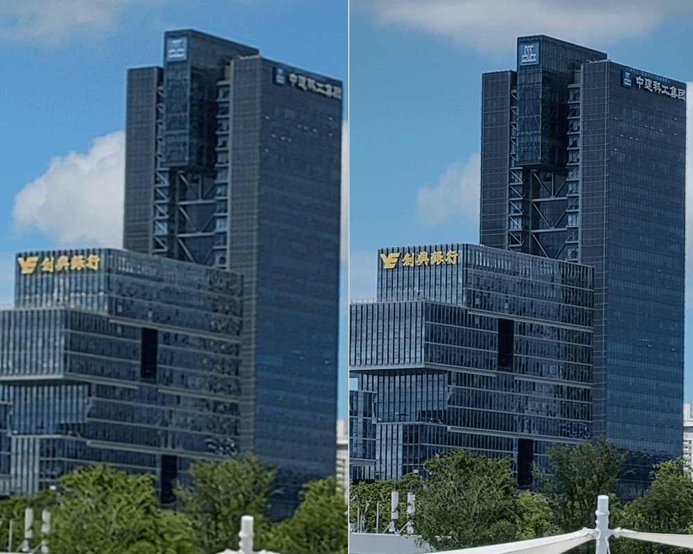 等效焦距85mm拍摄预览界面局部显示图对比