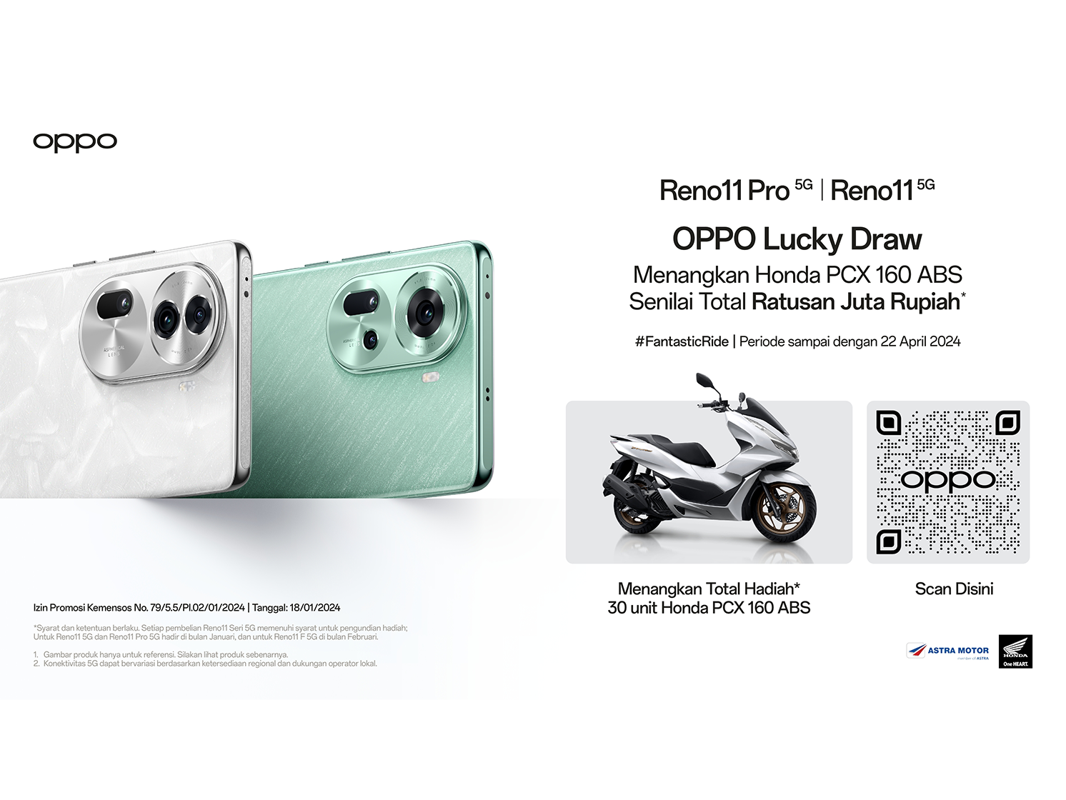 Beli OPPO Reno11 Series 5G, Memenangkan 30 Honda PCX!