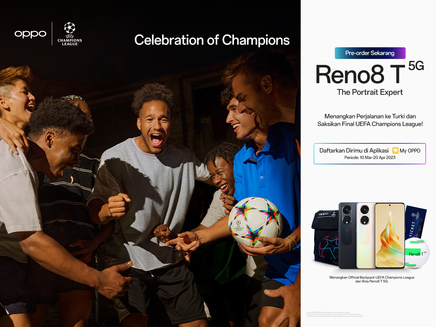 Beli OPPO Reno8 T 5G & Menangkan Tiket Final Champions League