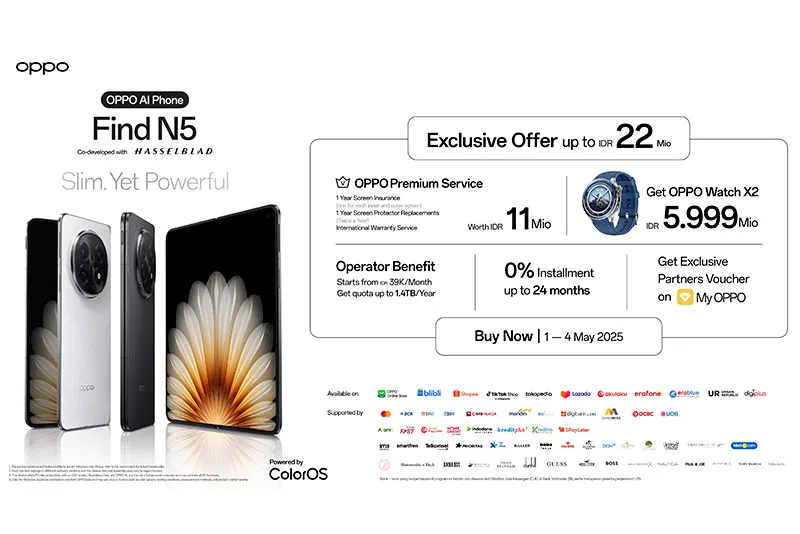 OPPO Find N5 Resmi Meluncur di Indonesia