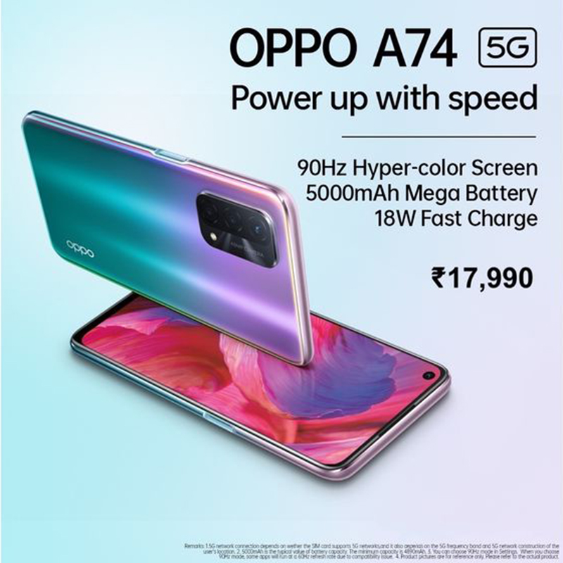 OPPO takes its latest A74 5G on sale: Priced at INR 17,990