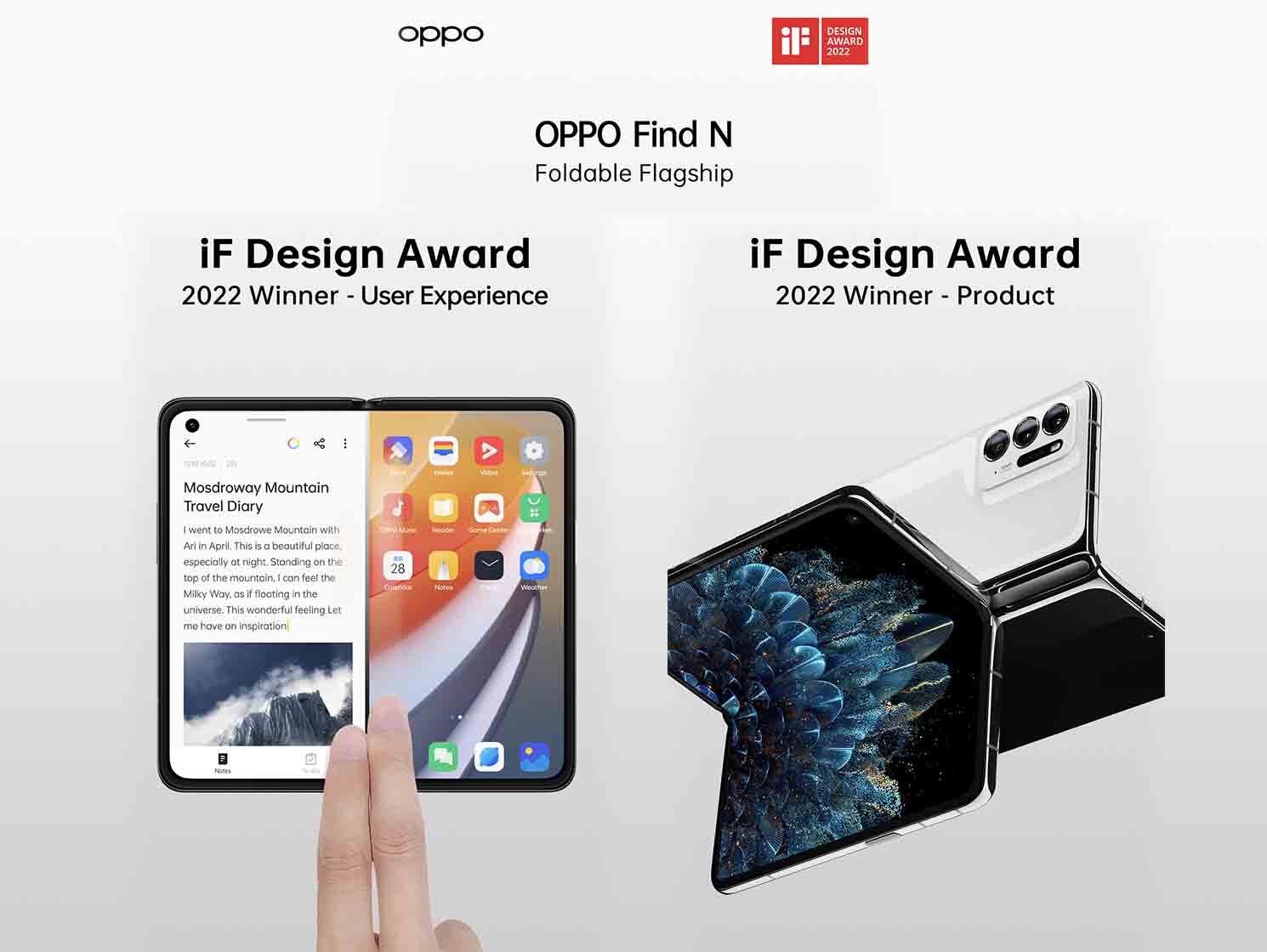 OPPO FIND N DOPPIAMENTE PREMIATO AGLI IF DESIGN AWARDS 2022