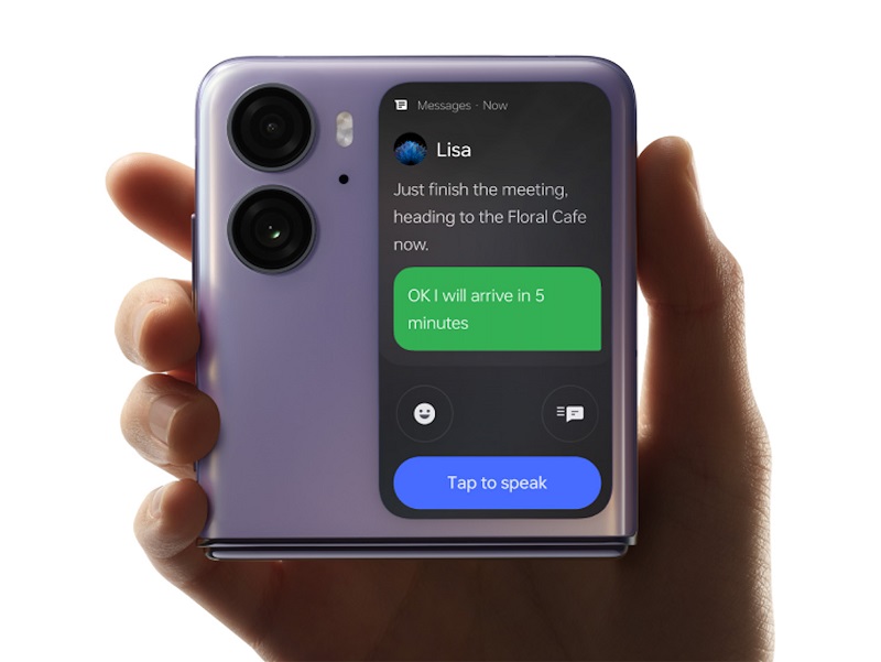 OPPO AGGIUNGE SU FIND N2 FLIP IL NUOVO WIDGET SPOTIFY E 
   LA RISPOSTA RAPIDA SPEECH-TO-TEXT