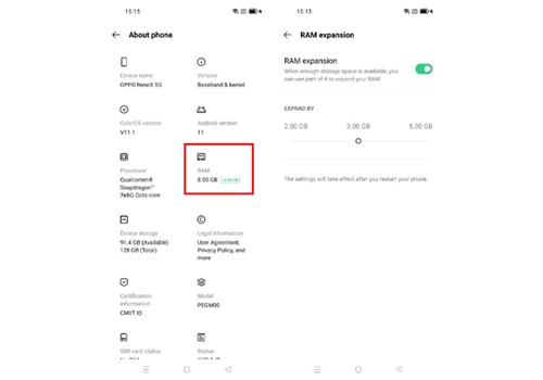 RAM-uitbreidingsfunctie in het instellingenmenu