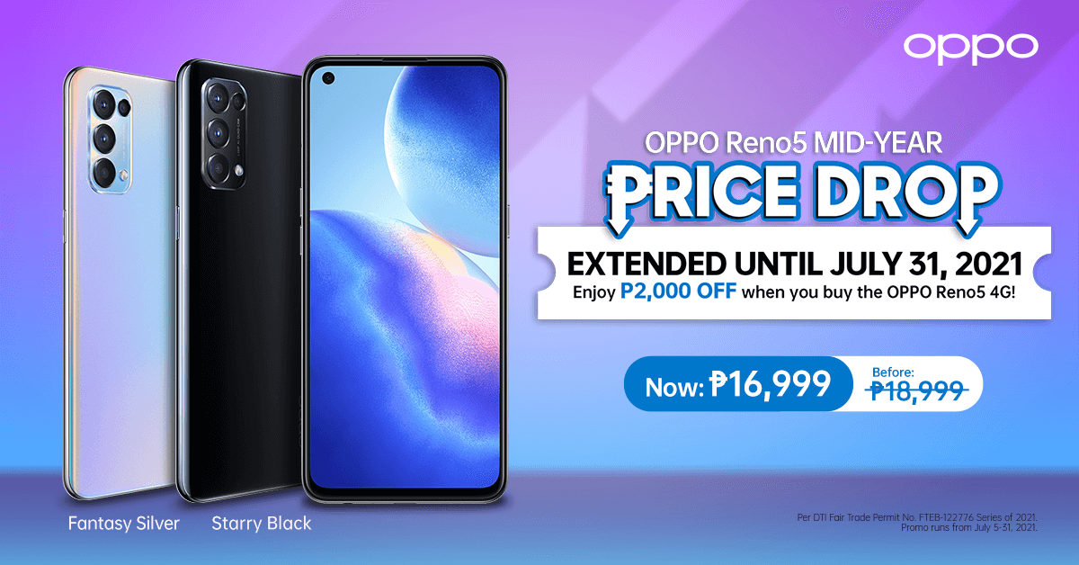 Promo Alert:  OPPO Reno5 4G and A15s Price Drop until July 31