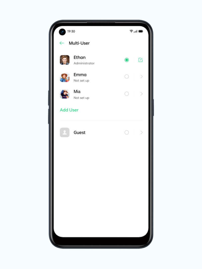 OPPO A53 Multi-User of ColorOS 7.2