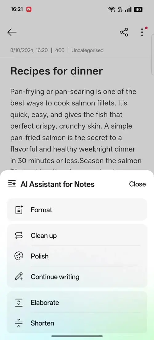 OPPO F31 Pro AI Assistant for Notes