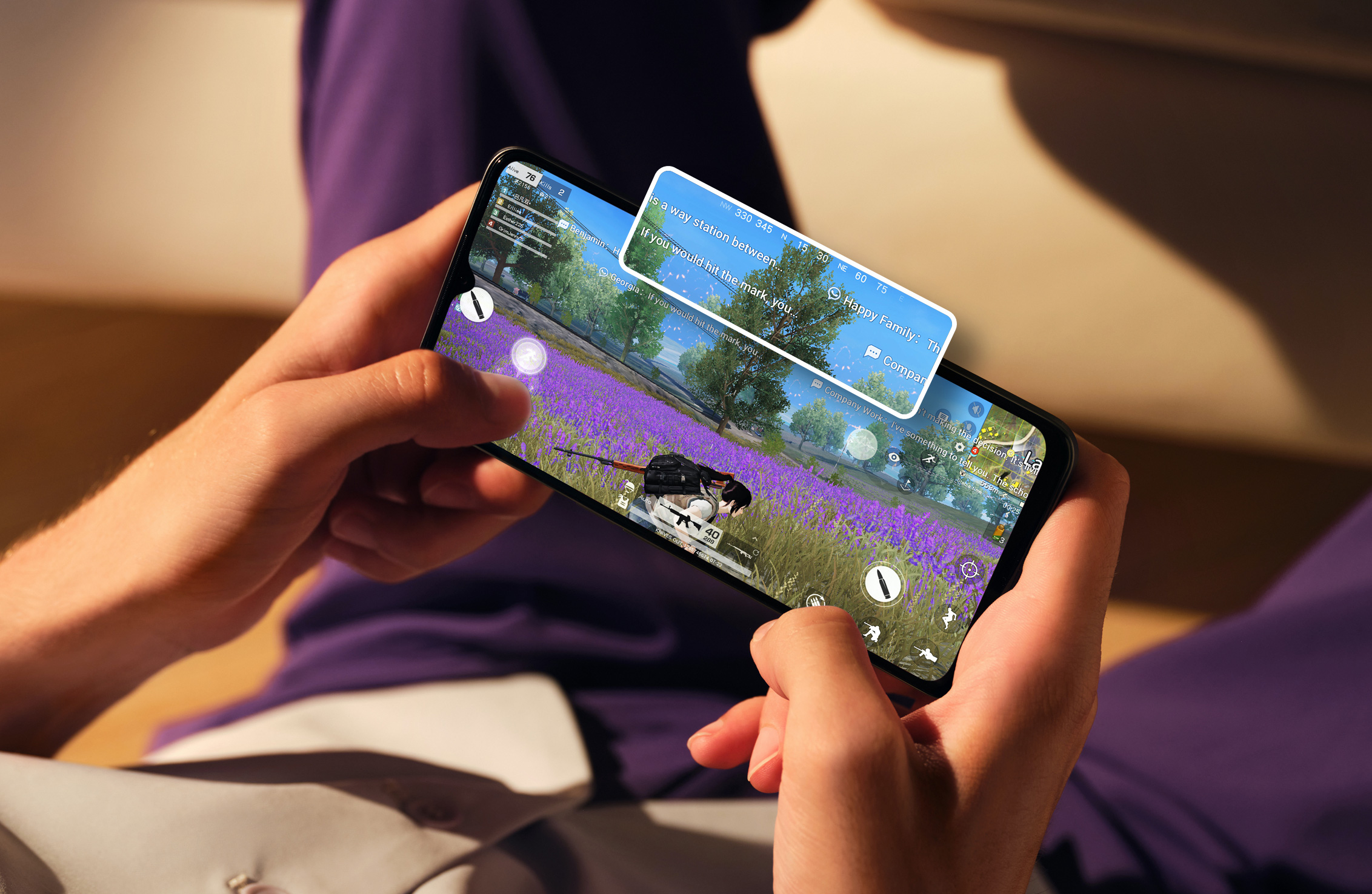 OPPO F17 lets you respond to messages without abandoning your game.