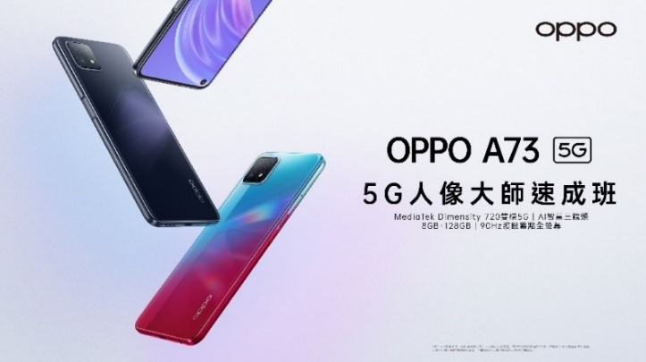 OPPO推出首款A系列5G手機OPPO A73 5G 不到萬元盡享暢快5G網路與全方位人像攝影