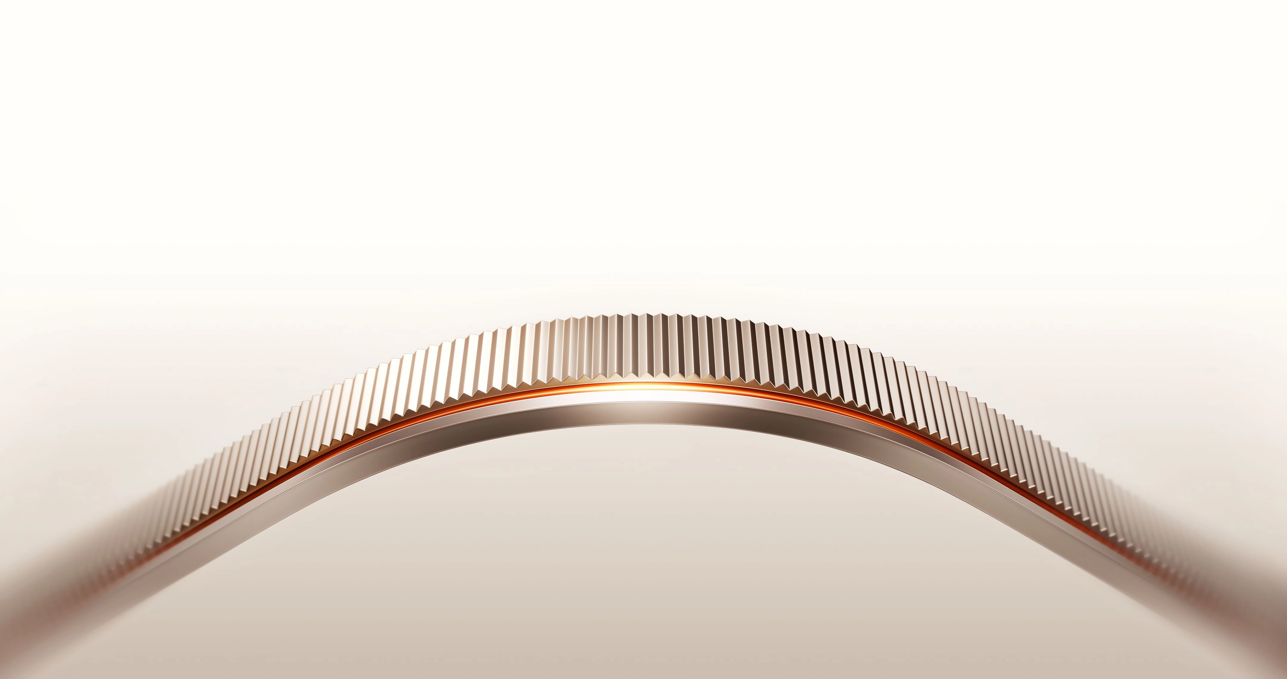 OPPO Find X10 Series campaign artwork with layered silver-brown curved forms against a warm cream background