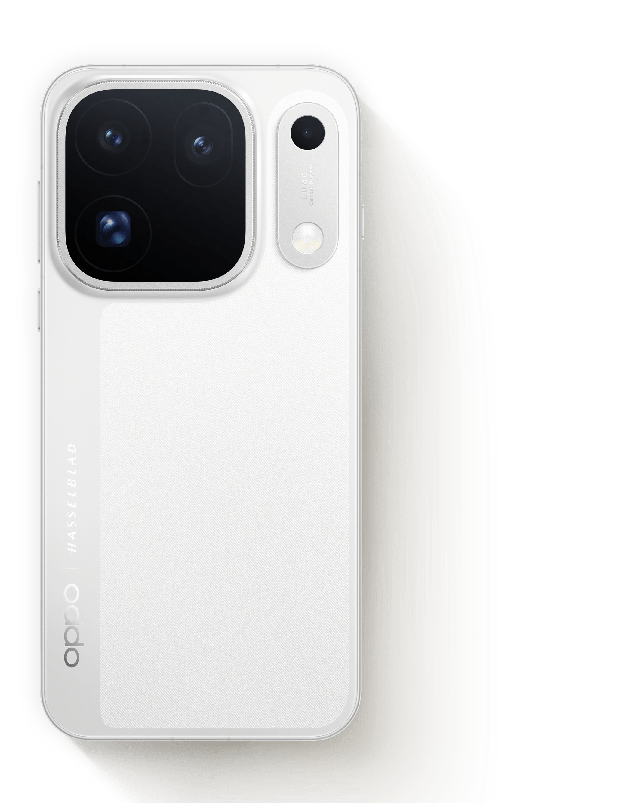 Rear view of the Oppo Find X10 Pro Max in white, showing its triple 200MP Hasselblad-tuned camera module