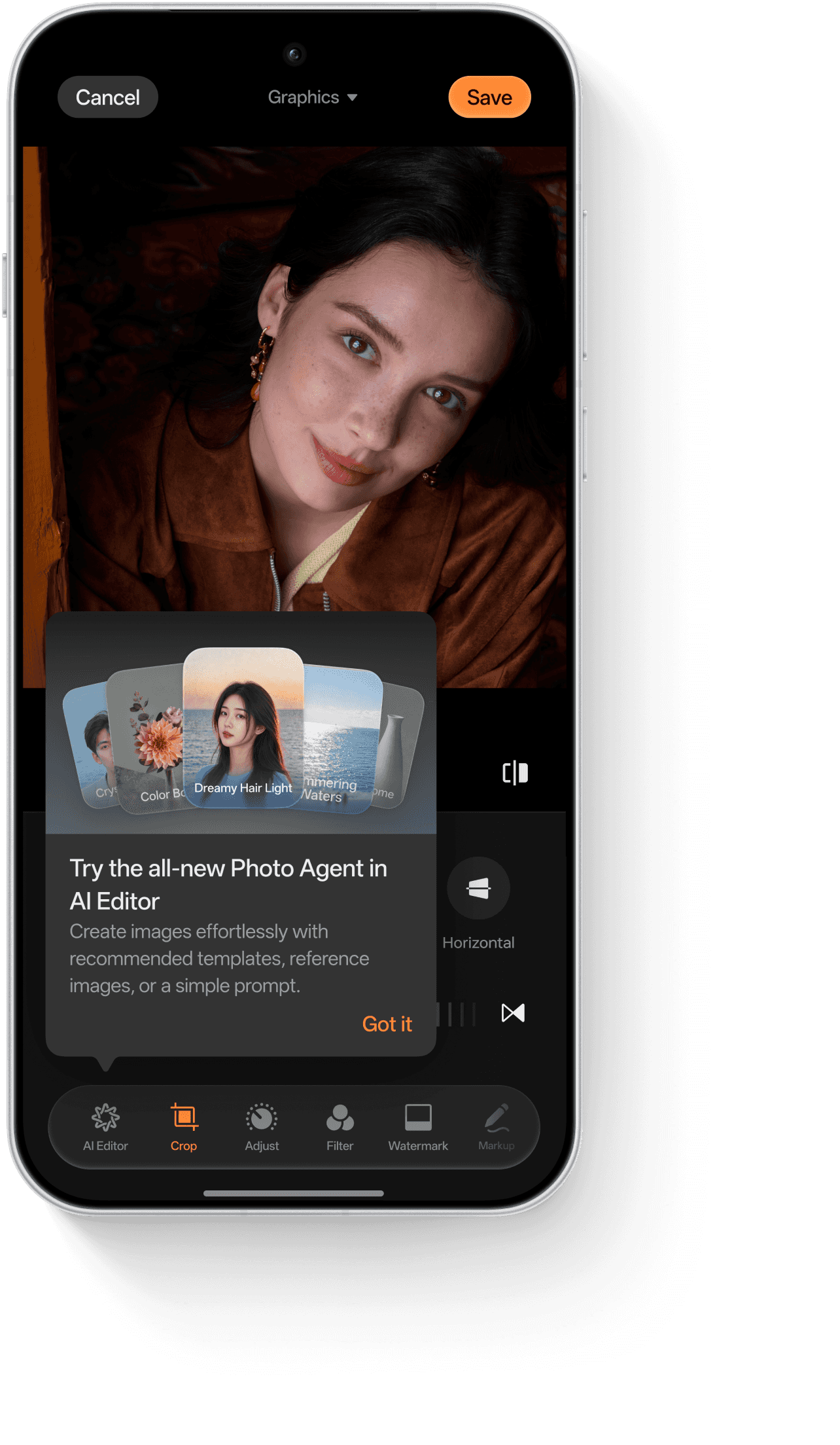 واجهة اقتصاص الصور تقدم AI Photo Agent