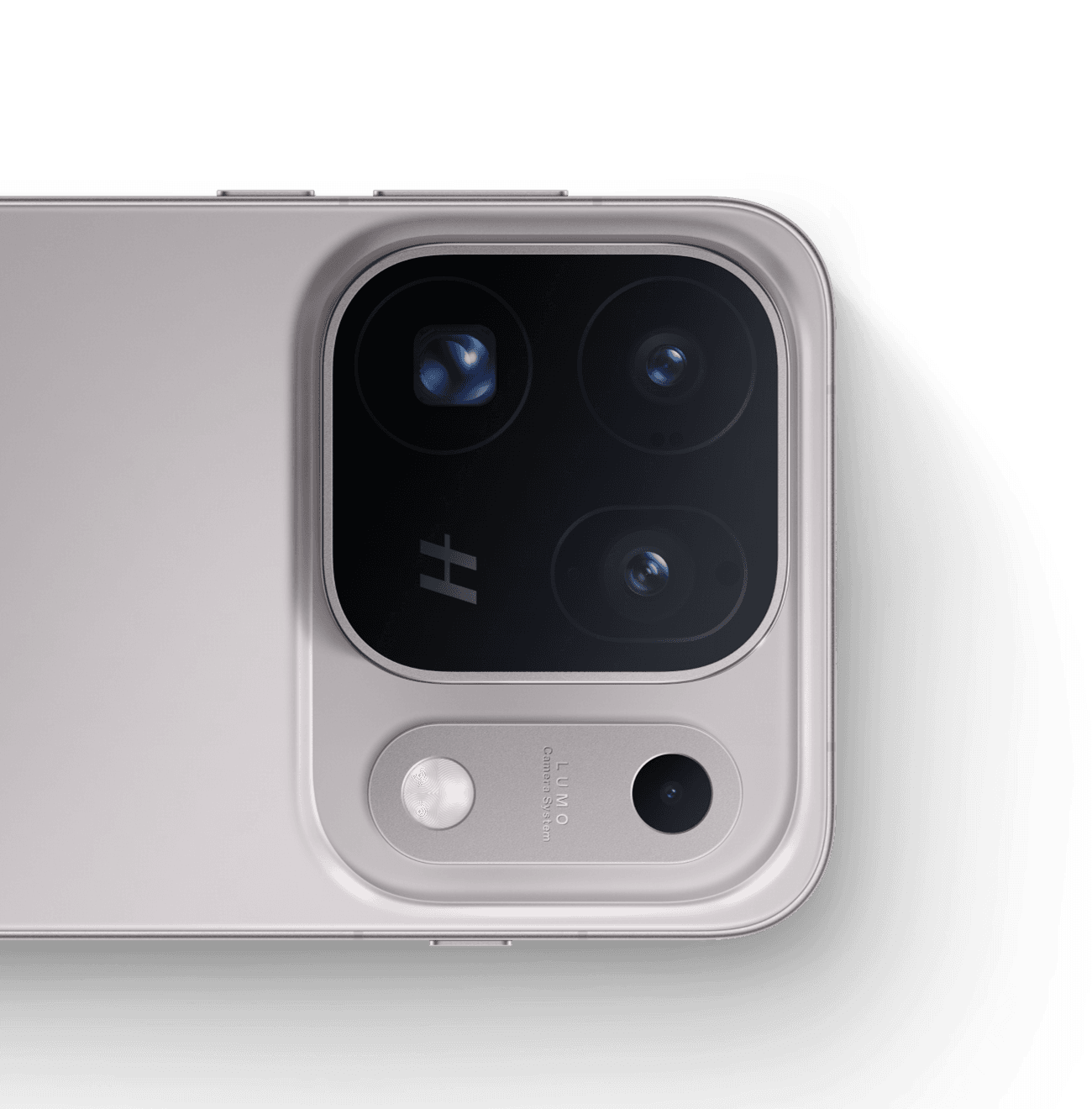 Close-up of OPPO Find X10 Pro Max showing a square triple-lens camera module and flash