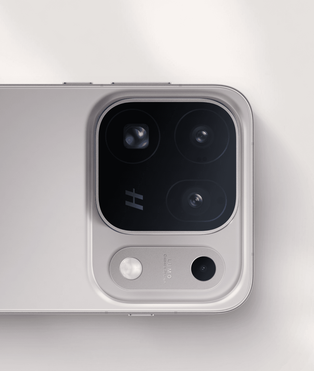 Close-up of OPPO Find X10 Pro Max showing a square triple-lens camera module and flash