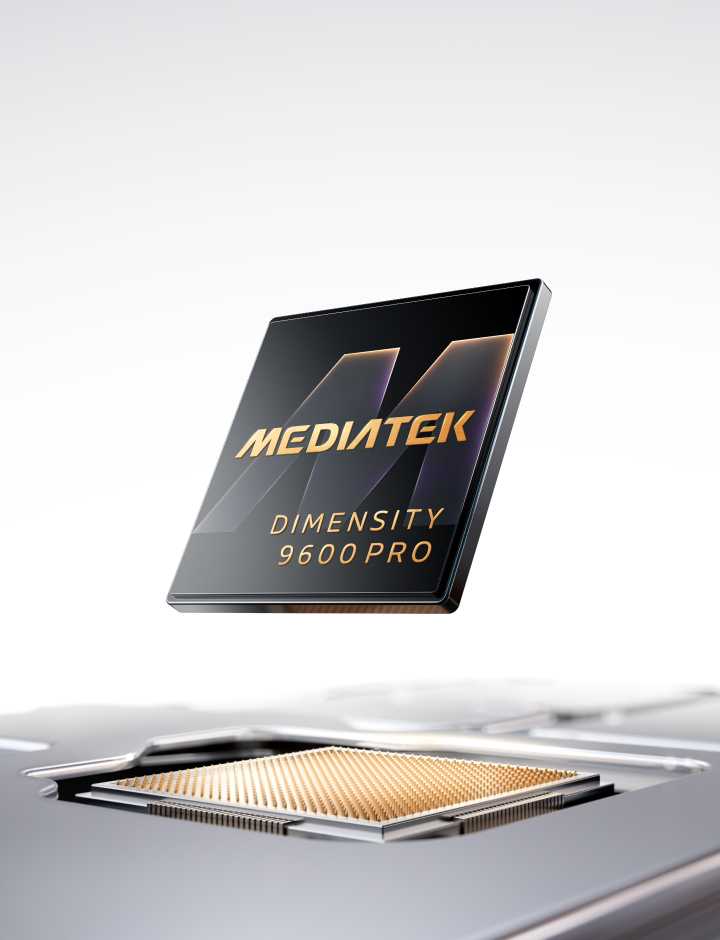 3D render of MediaTek Dimensity 9600 PRO smartphone processor chip