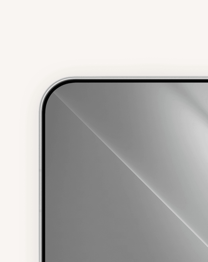 Close-up of OPPO Find X10 Pro Max (Luna White) screen corner showcasing the 1.15mm Ultra-Narrow Bezel