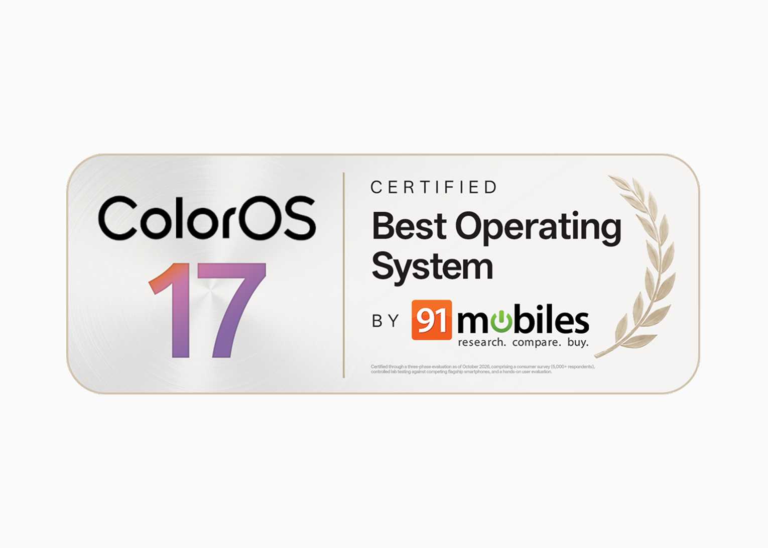 ColorOS 17 certified as Best Operating System by 91mobiles