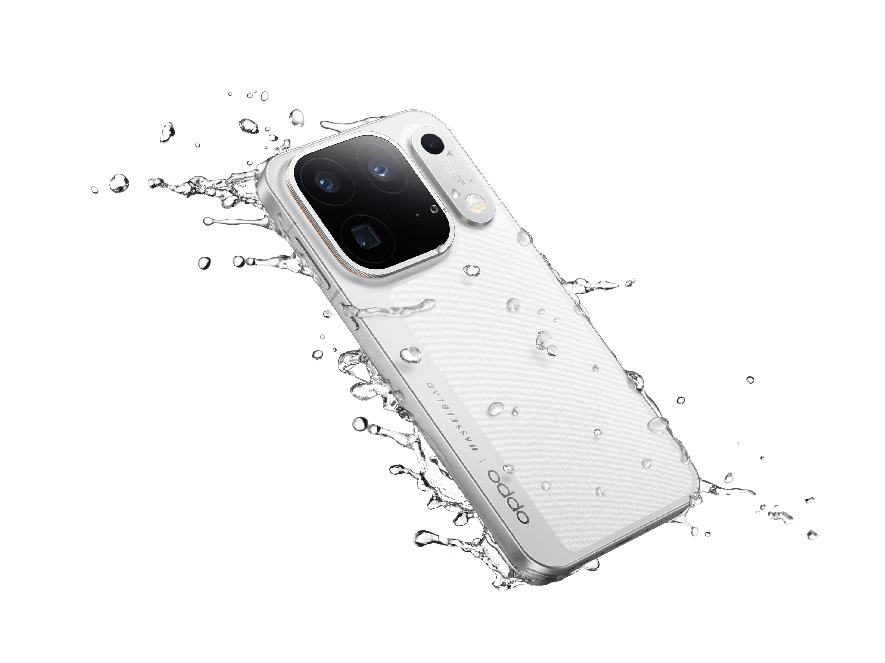 Dynamic render of OPPO Find X10 Pro Max with powerful water splashes, showcasing its waterproof performance