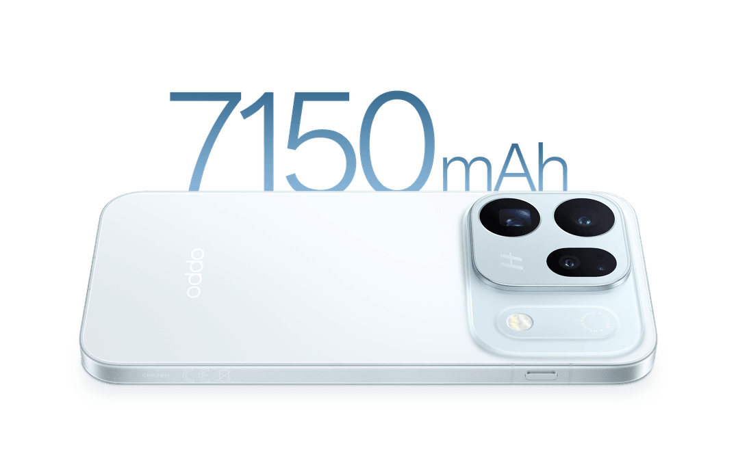 OPPO Find X10 back view with large text highlighting massive battery