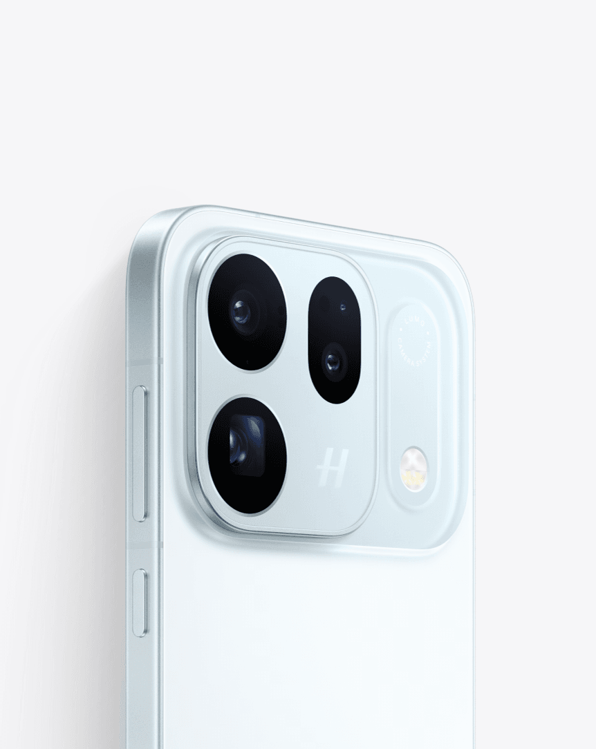 Close-up of the rear camera system and flash module of OPPO Find X10 (Glacier Blue)