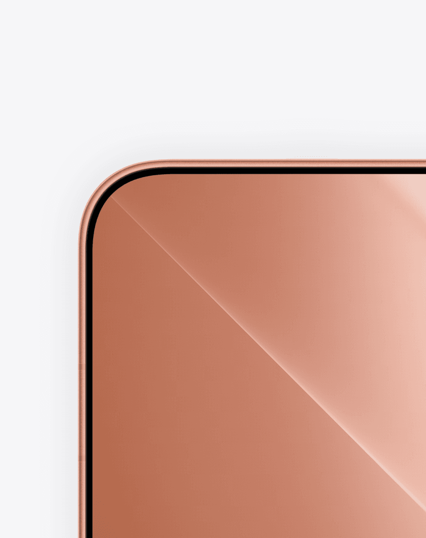 Close-up of OPPO Find X10 (Glow Coral) screen corner showcasing the 0.99mm Ultra-Narrow Bezel