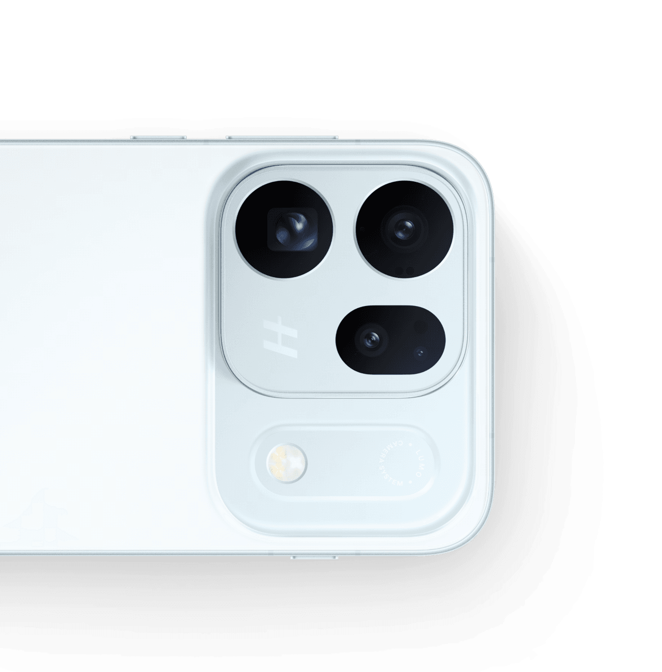Close-up of OPPO Find X10 showing a square triple-lens camera module and flash