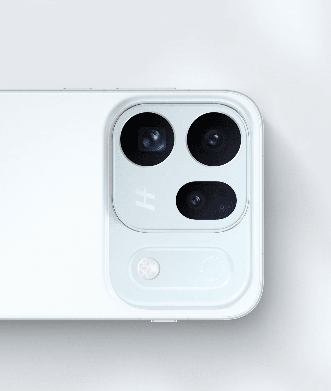 Close-up of OPPO Find X10 showing a square triple-lens camera module and flash