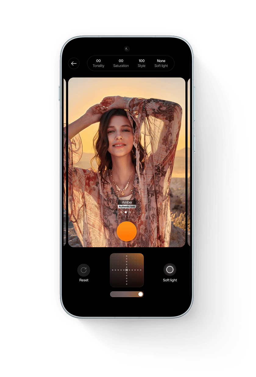 Camera interface showing LUMO Color Palette selectable for capturing photos