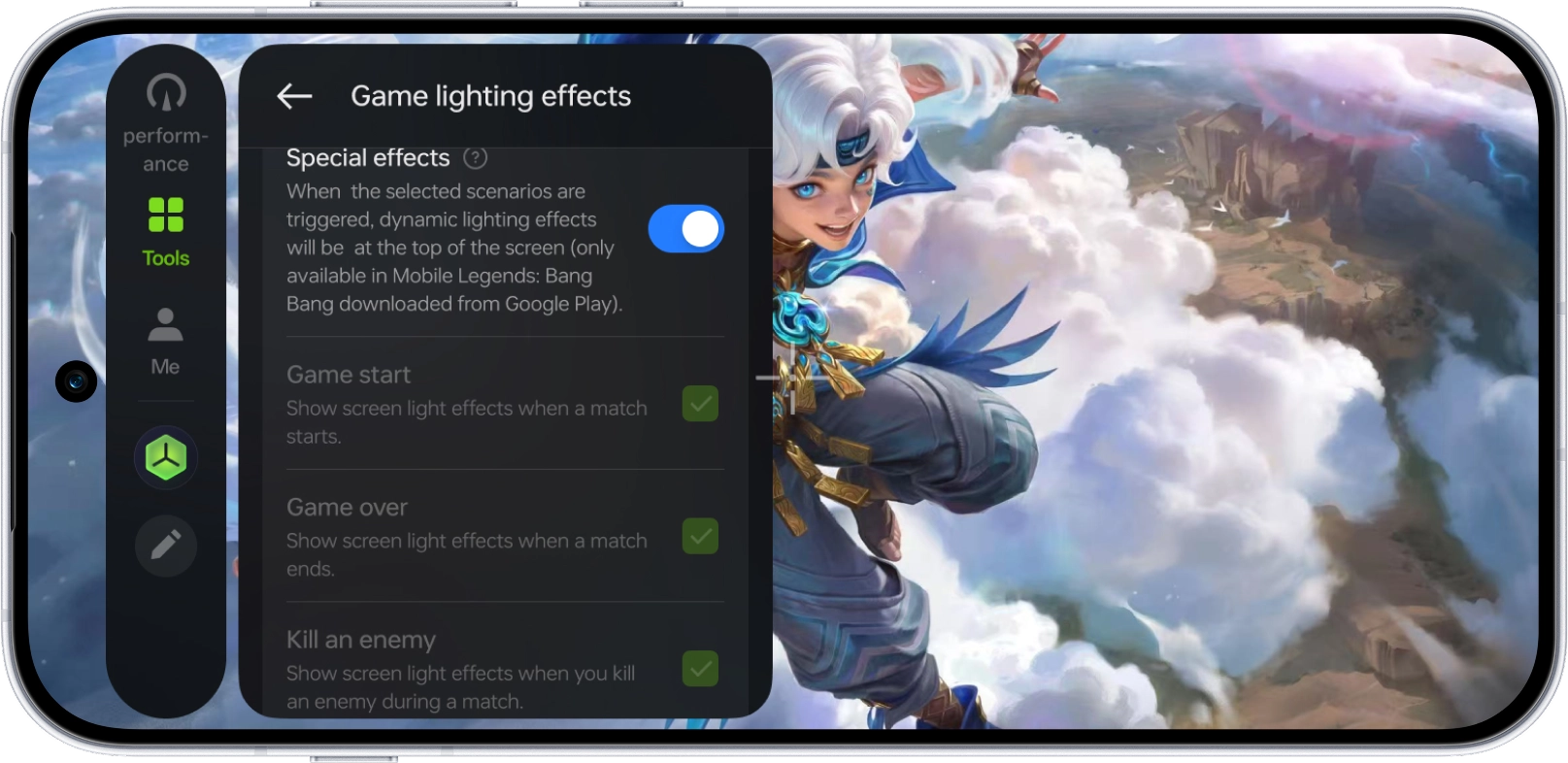 A screenshot demonstrating the Game Master Toolkit's Special effects menu