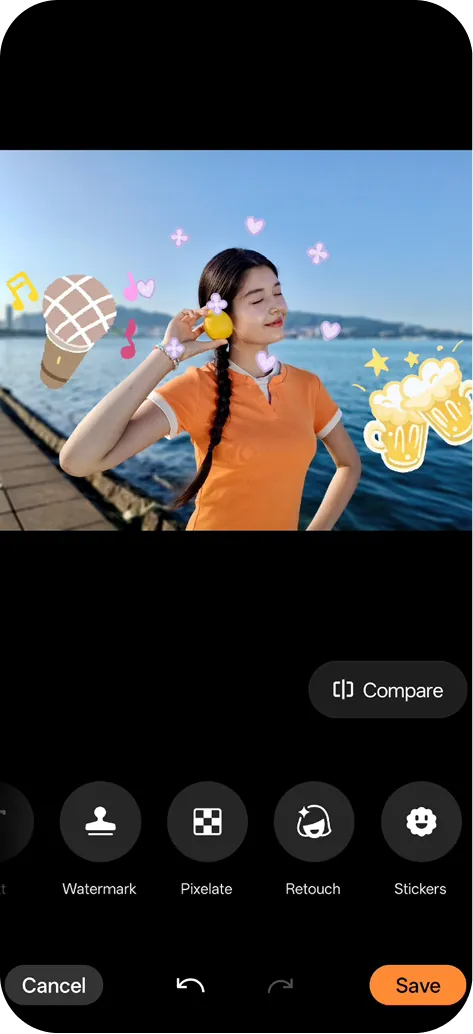 Official OPPO AI Remix Collage illustration showing sticker editing