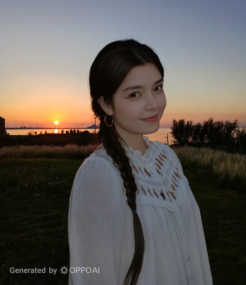 OPPO AI Portrait Glow enabled example at sunset